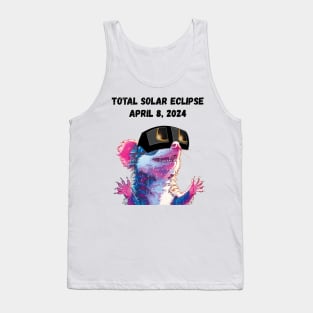 Total Solar Eclipse 2024 Grunge Possum—Black text Tank Top